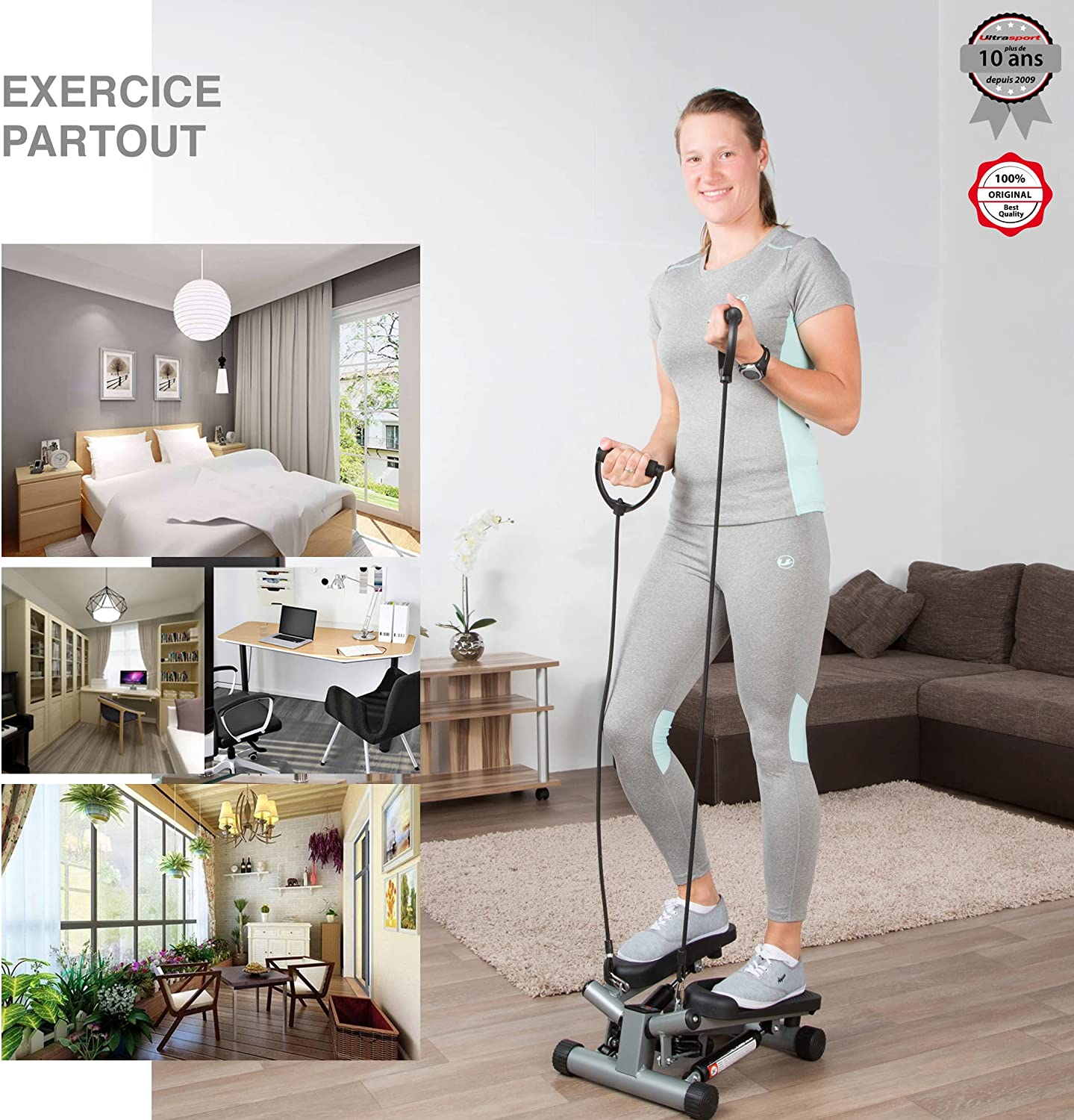 Ultrasport Swing Stepper, home trainer stepper avec ordinateur d'entraînement, up-down stepper, débutants et utilisateurs avancés, petit et compact, swing stepper l'entraînement jambes et fesses