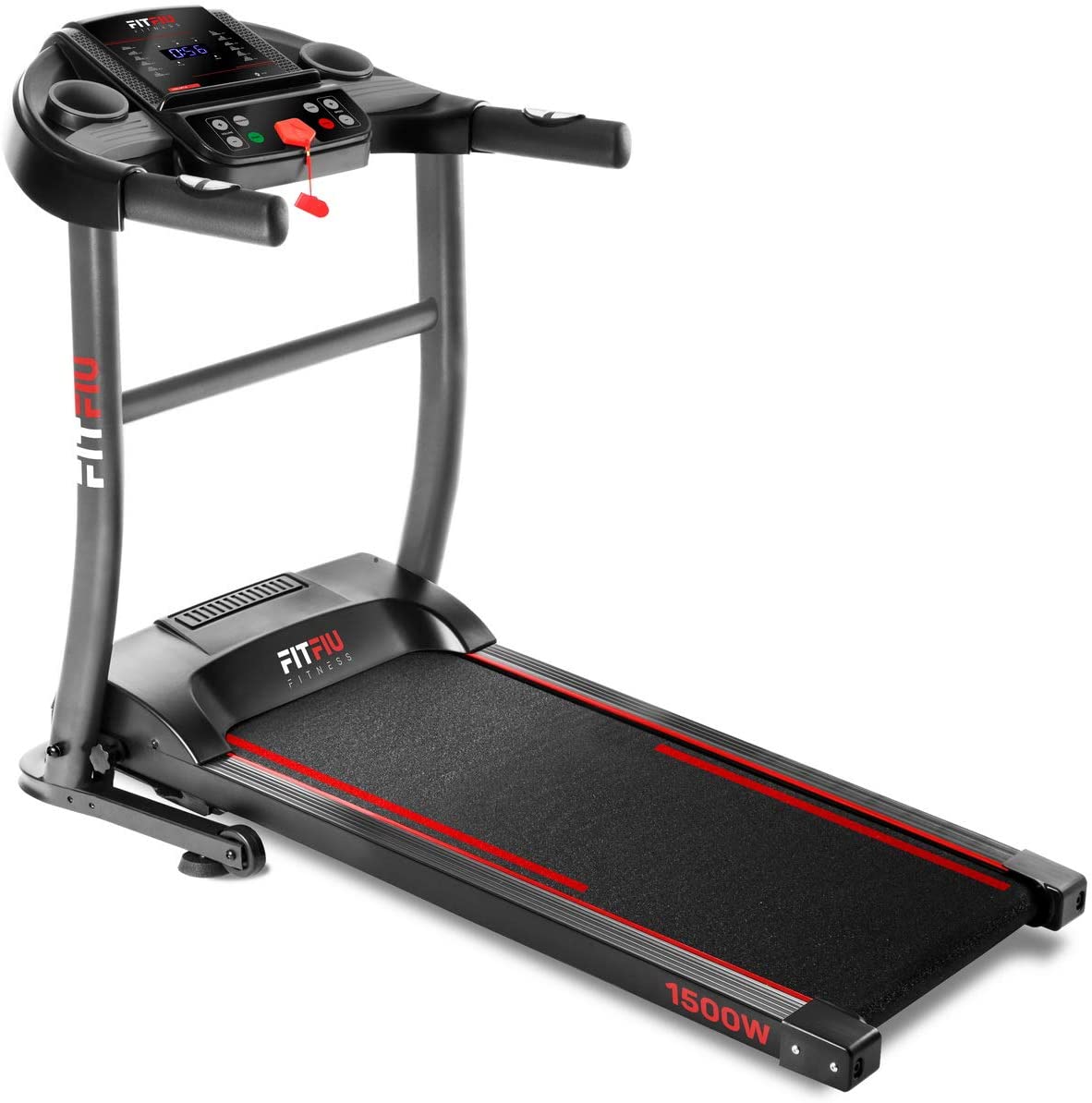 FITFIU Fitness MC-200 - Tapis de course pliable, vitesse réglable 14km/h, puissance 1500W, surface de course 40x110cm, moniteur de fréquence cardiaque, 12 programmes d'entraînement