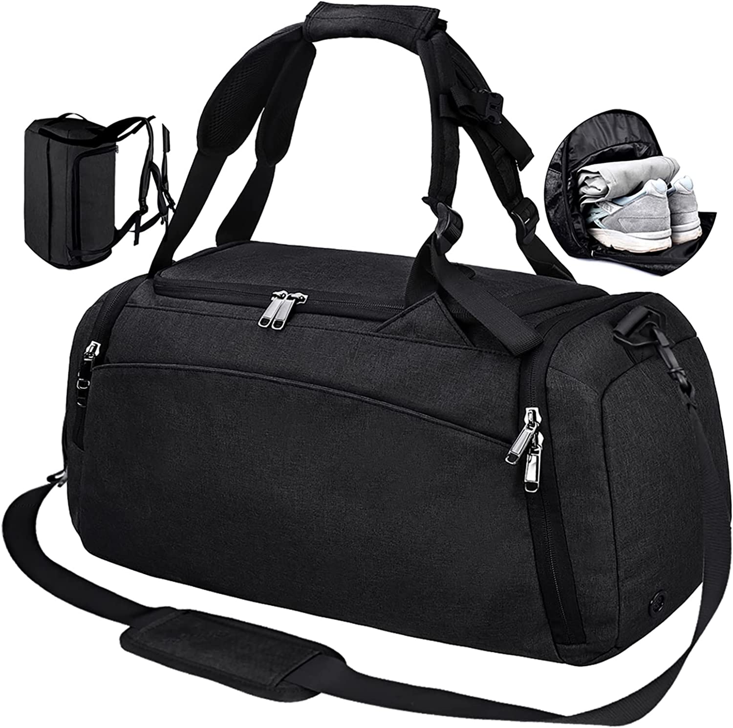 NEWHEY Sac de Sport Homme avec Compartiment à Chaussures Sacs de Voyage Imperméables de Grande Capacité Sac Gym Fitness Sac à Week-End Sac à Bandoulière et Sac à Main 40L