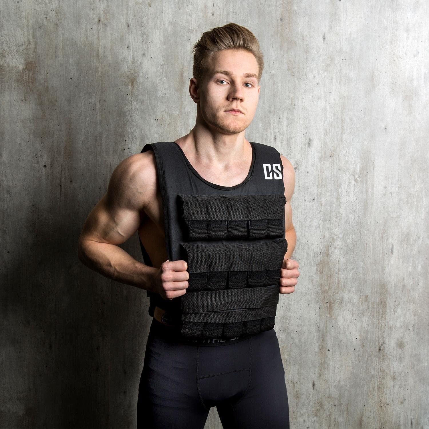 CAPITAL SPORTS Monstervest - Gilet lesté, Gilet Musculation, Gilet Poids Musculation, Entraînement en Force et Endurance, Taille unitaire, 30 kg